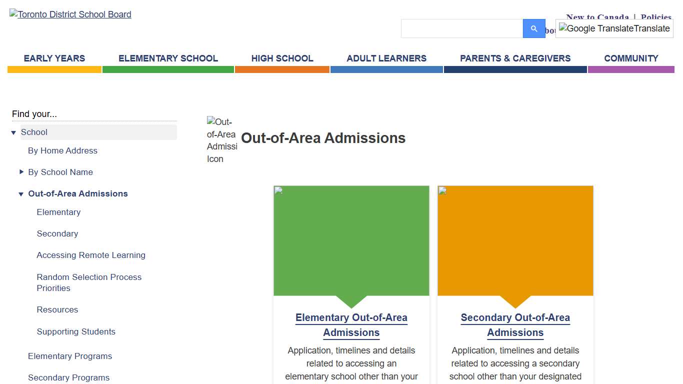 Out-of-Area Admissions